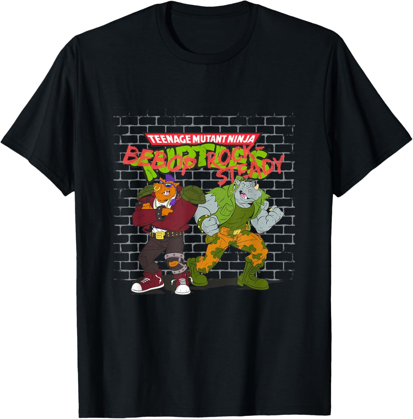 Teenage Mutant Ninja Turtles Bebop & Rocksteady Vintage Shot T-Shirt - T-Shirt | Black