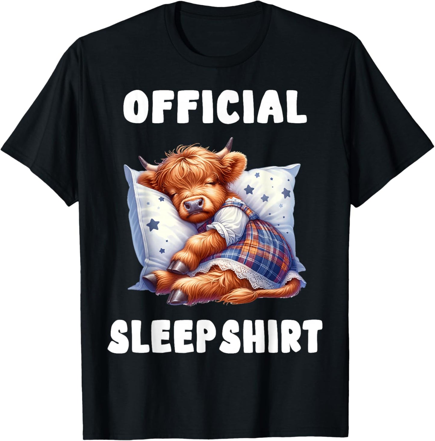 Highland_cow - Official Sleepshirt Pajamas Nightgown T-Shirt - T-Shirt | Black