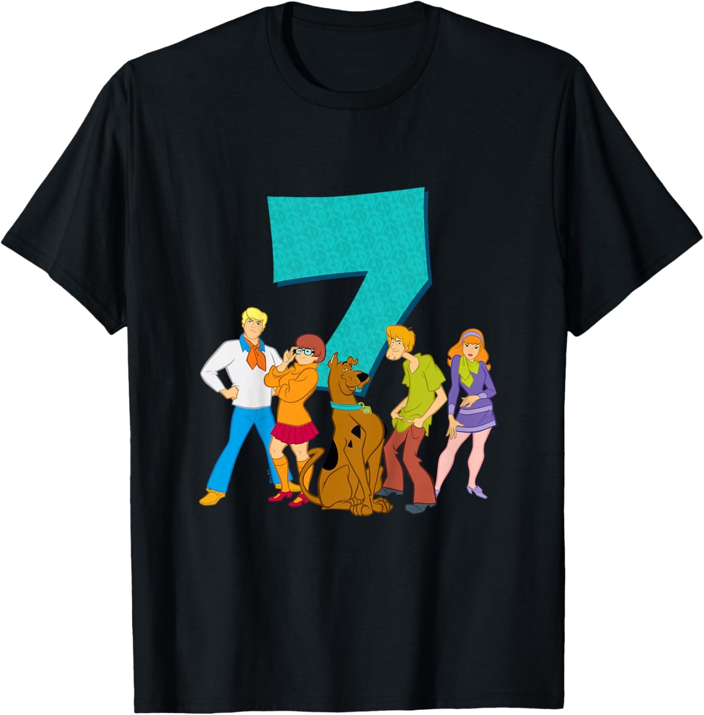 Kids Scooby-Doo 7th Birthday This Meddling Kid is 7 T-Shirt - T-Shirt | Black
