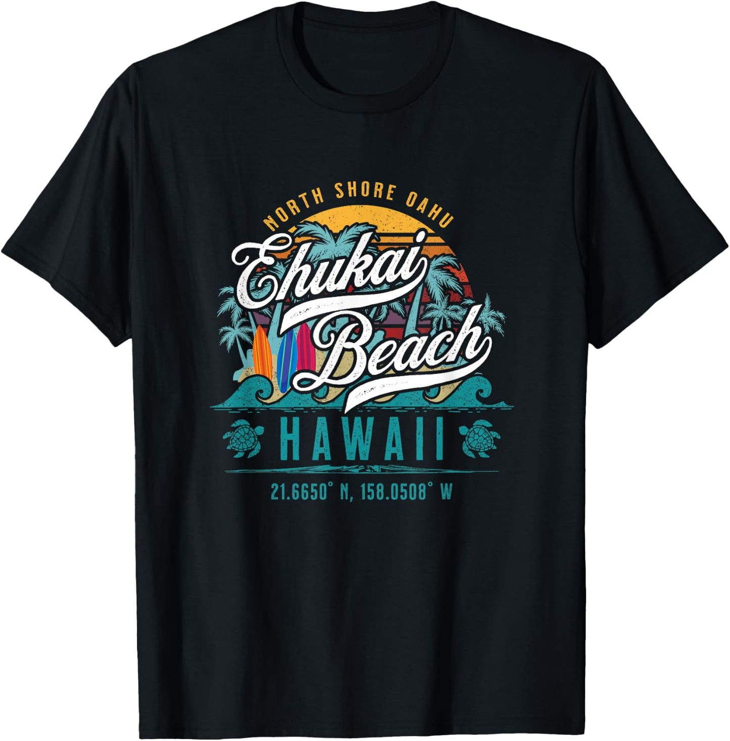 Ehukai Beach North Shore Oahu Hawaii Banzai Pipeline Surfing T-Shirt - T-Shirt | Black