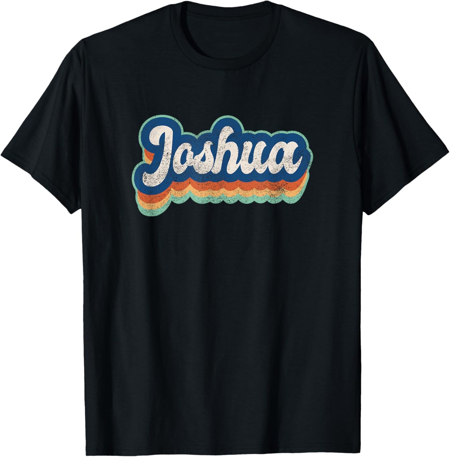 Joshua First Name Boy Vintage Style 70s 80s Personalized T-Shirt - T-Shirt | Black