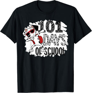 100 Days Of School Dabbing Dalmatian Dog 100th Day Of School T-Shirt - T-Shirt | Black