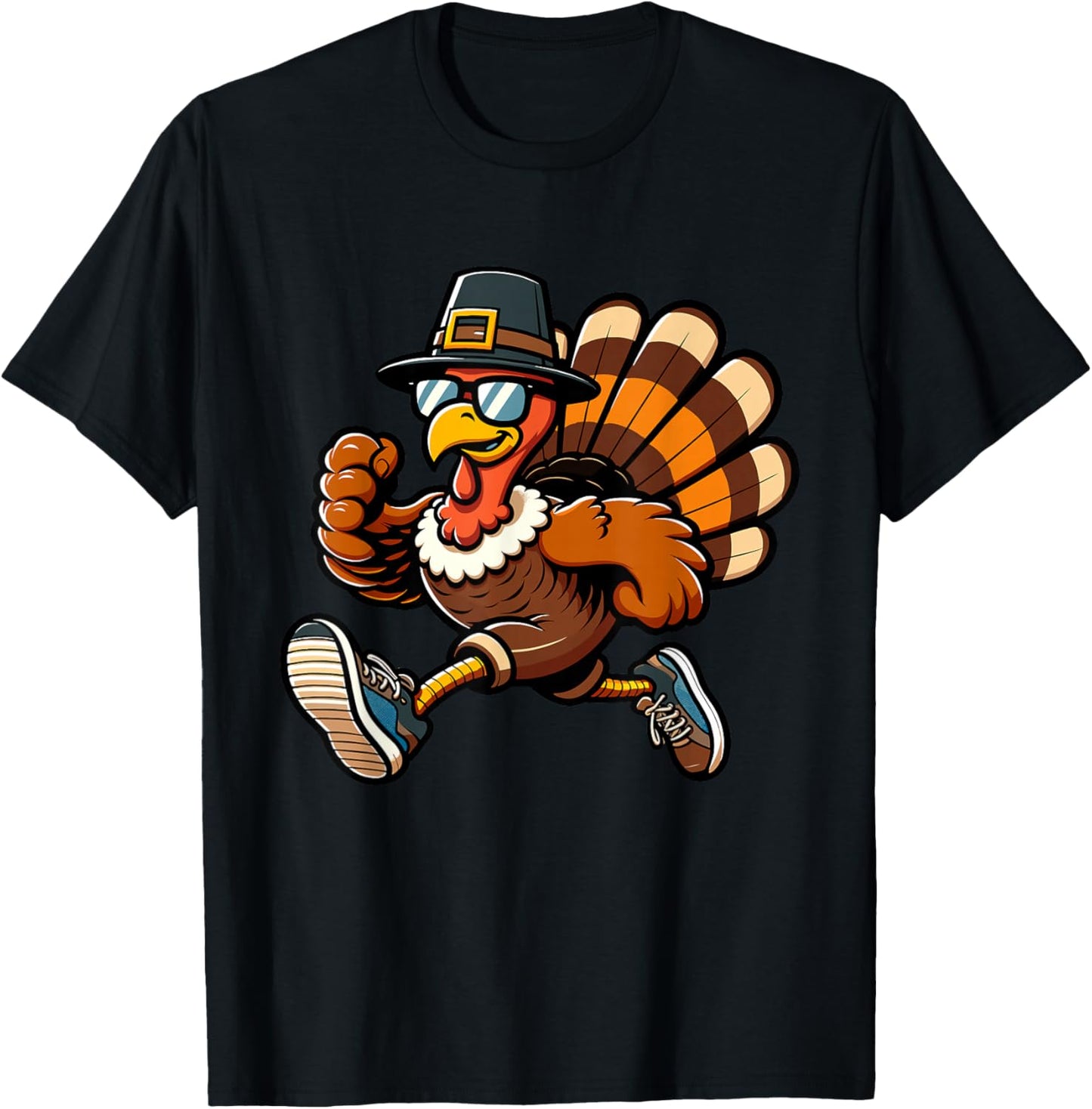 Running Turkey- Turkey Trot Running Thanksgiving T-Shirt - T-Shirt | Black