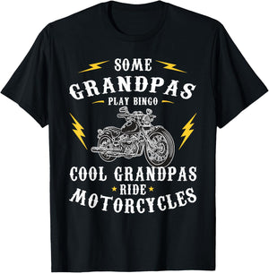 Some grandpas play bingo, cool grandpas ride motorcycles T-Shirt - T-Shirt | Black