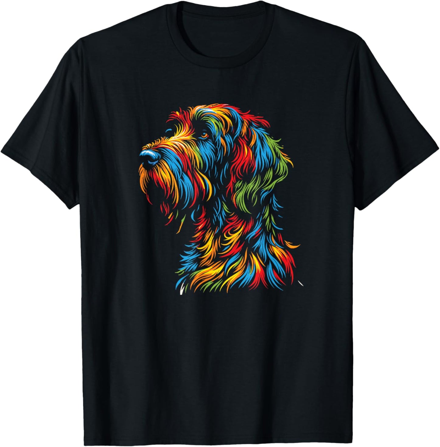 Colorful Griffon Portrait Wirehaired Pointing Griffon Lover T-Shirt - T-Shirt | Black