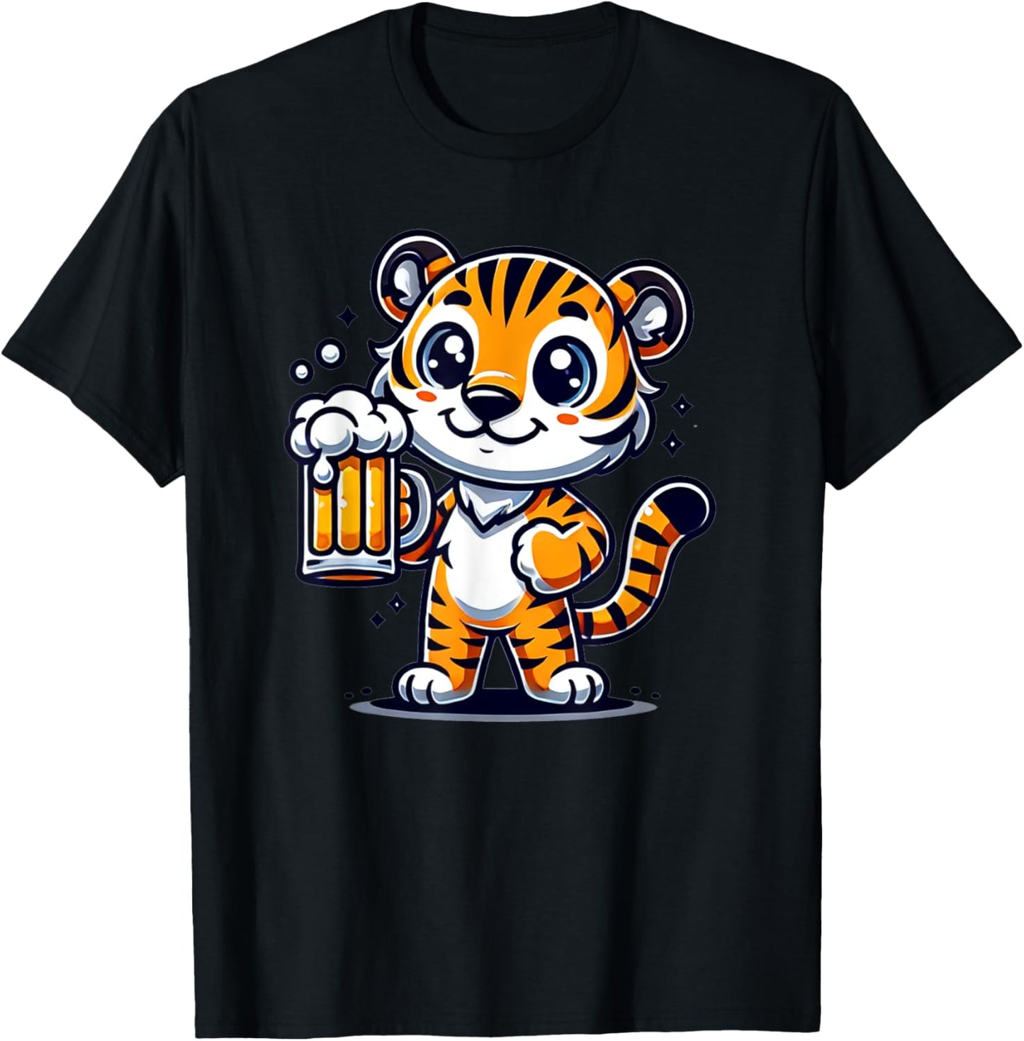 Cute Tiger Drinking Beer T-Shirt - T-Shirt | Black