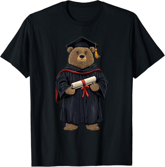 Cute Bear Graduation T-Shirt - T-Shirt | Black