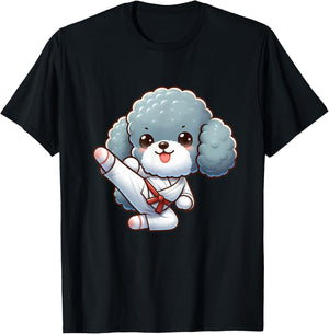 Cute Poodle Karate Dog Martial Arts T-Shirt - T-Shirt | Black