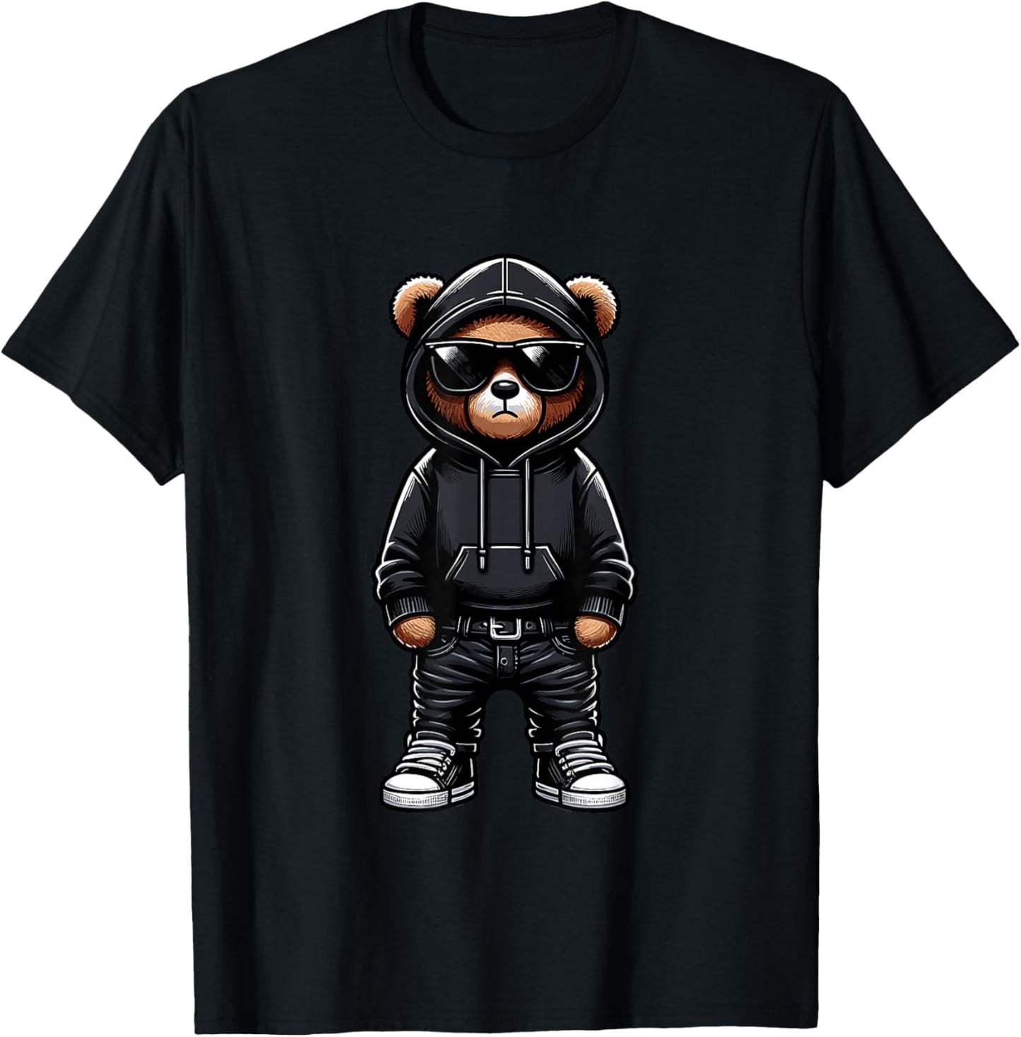 Teddy Bear Cool Bears Hip Hop Streetwear Graphic Colorful T-Shirt - T-Shirt | Black