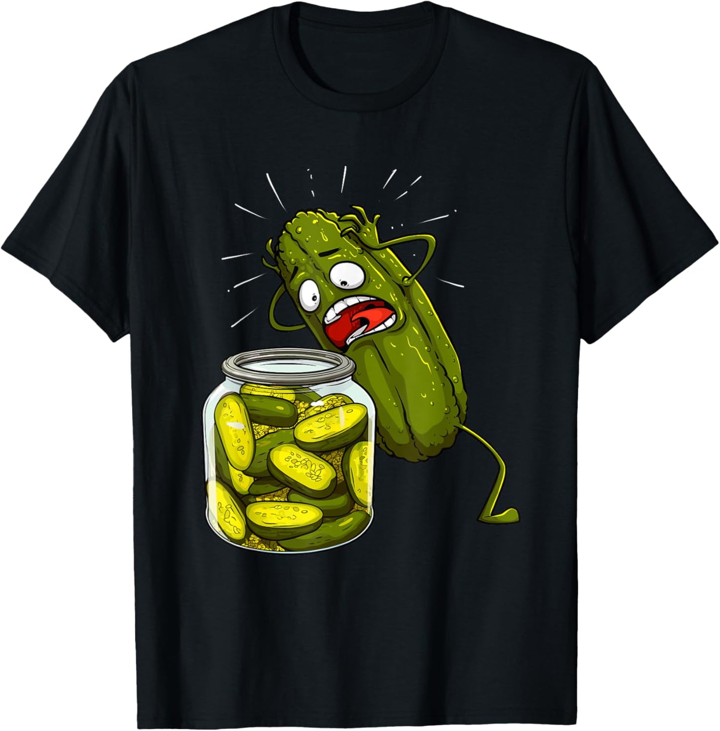 Best Pickle Art Women Kids Jarr Dill Pickle Novelty T-Shirt - T-Shirt | Black