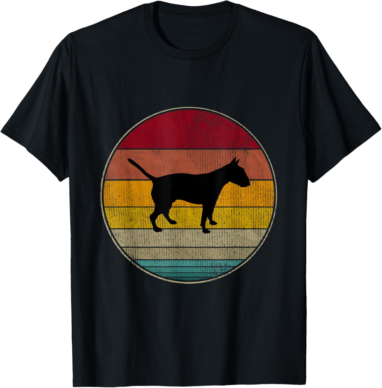 Bull Terrier Dog Silhouette Pet Lovers Vintage Retro T-Shirt - T-Shirt | Black