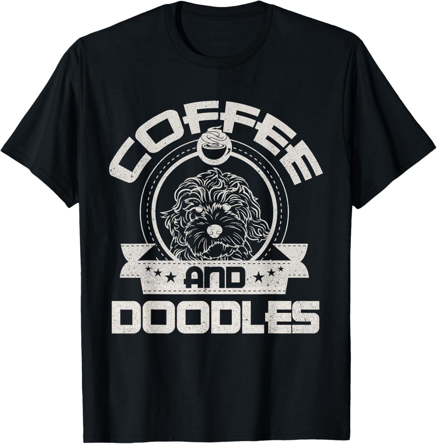 Coffee And Doodles Coffee Drinking Dog Owner Lover T-Shirt - T-Shirt | Black