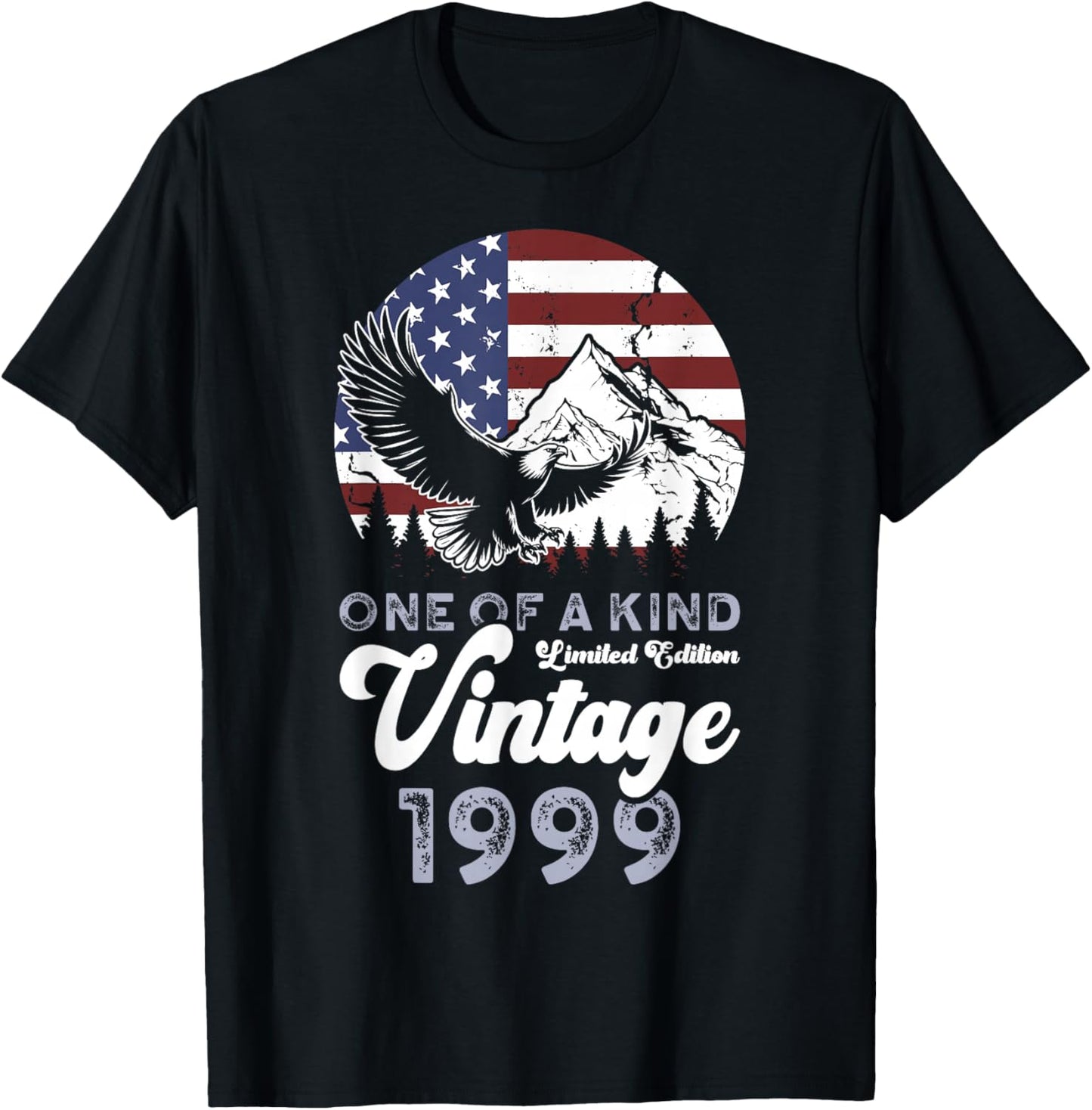 Vintage 1999 Patriotic Eagle 27th Birthday American Flag T-Shirt - T-Shirt | Black