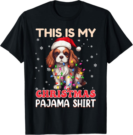 My Christmas Pajama Cavalier King Charles Spaniel Dog Women Kids T-Shirt - T-Shirt | Black