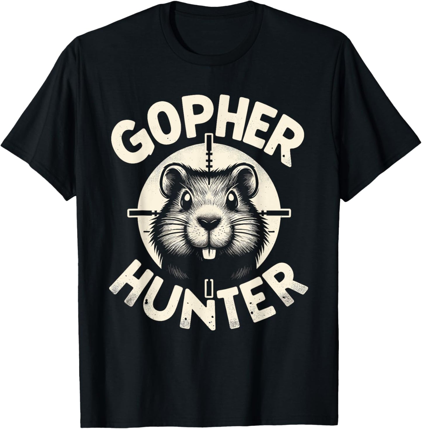Unique Funny Landscaping Crosshairs Gopher Hunter T-Shirt - T-Shirt | Black