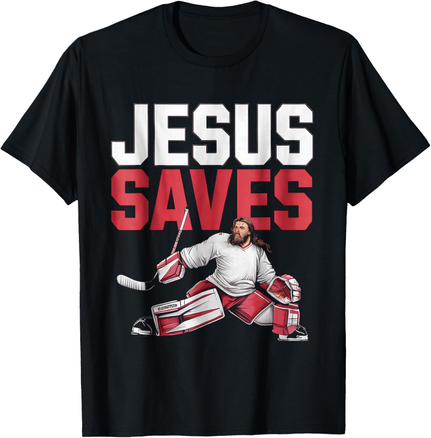 Jesus Saves Ice Hockey Goalie Sport Religious Christian T-Shirt - T-Shirt | Black
