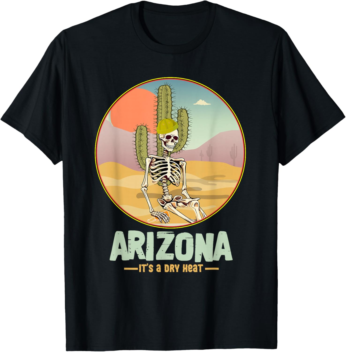 Arizona Souvenirs Desert Skeleton Cactus Vintage Art T-Shirt - T-Shirt | Black