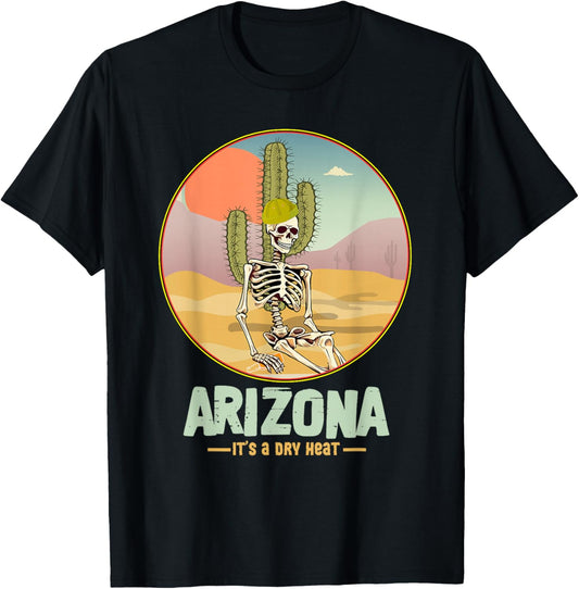 Arizona Souvenirs Desert Skeleton Cactus Vintage Art T-Shirt - T-Shirt | Black