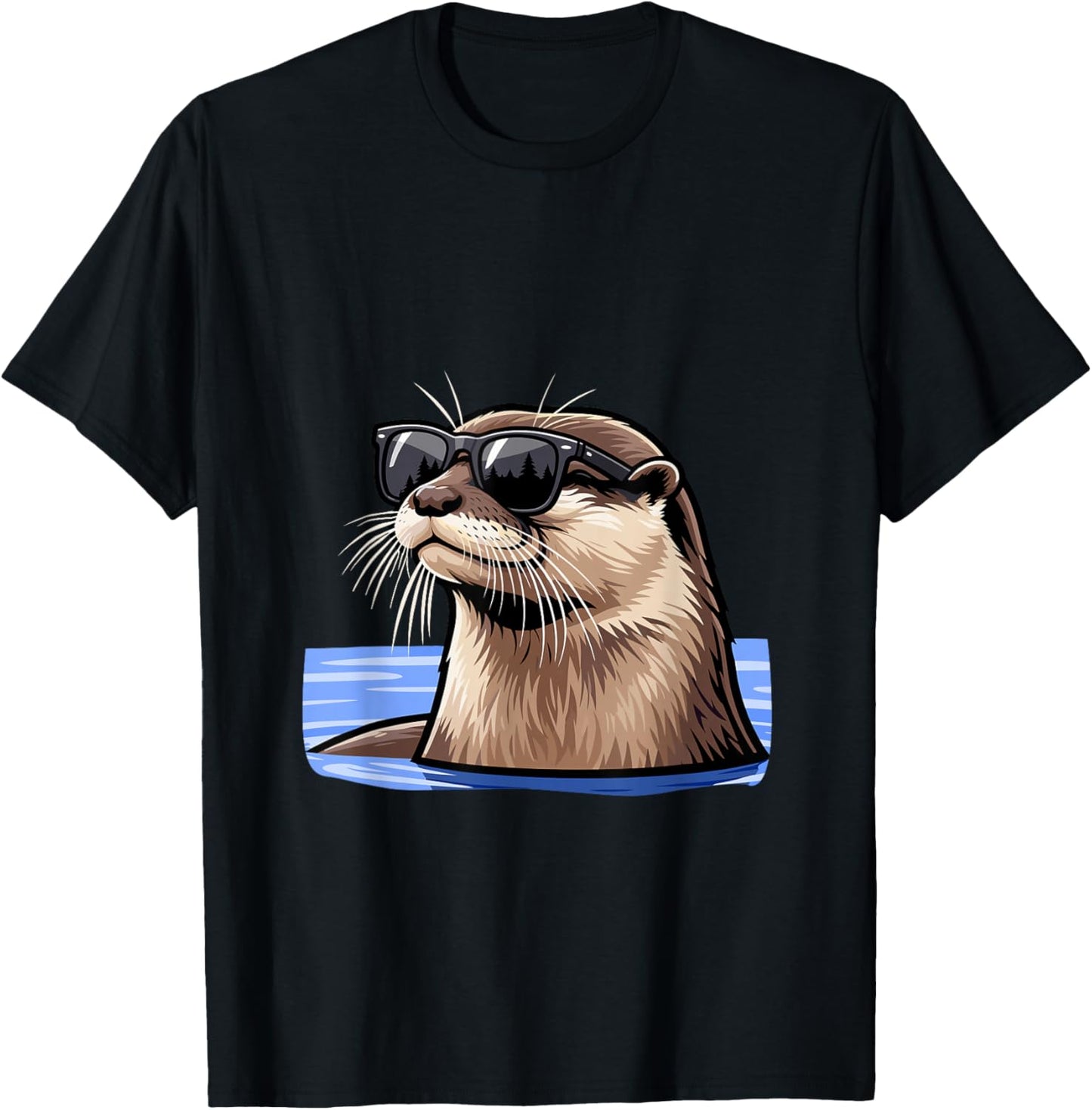 Otter mit Sonnenbrille Tiermotiv Portrait Wildlife Marder T-Shirt - T-Shirt | Black