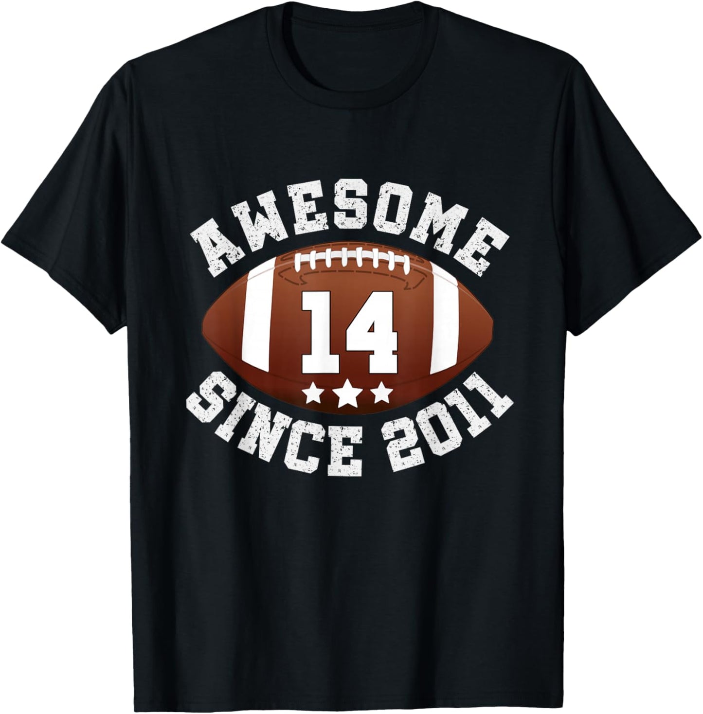 Awesome Since 2011 14 Year Old Football Player 14th Birthday T-Shirt - T-Shirt | Black