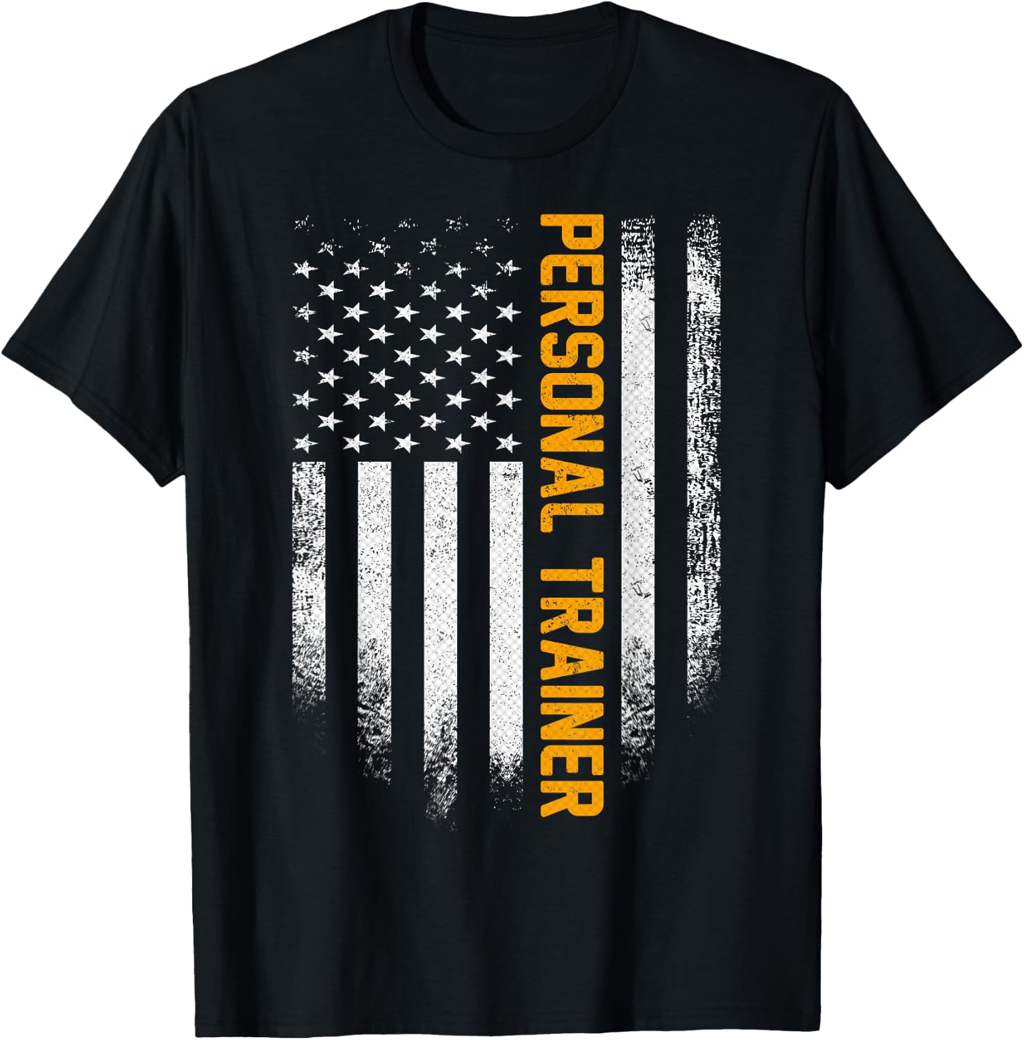 Vintage USA Personal Trainer American Flag Patriotic Funny T-Shirt - T-Shirt | Black