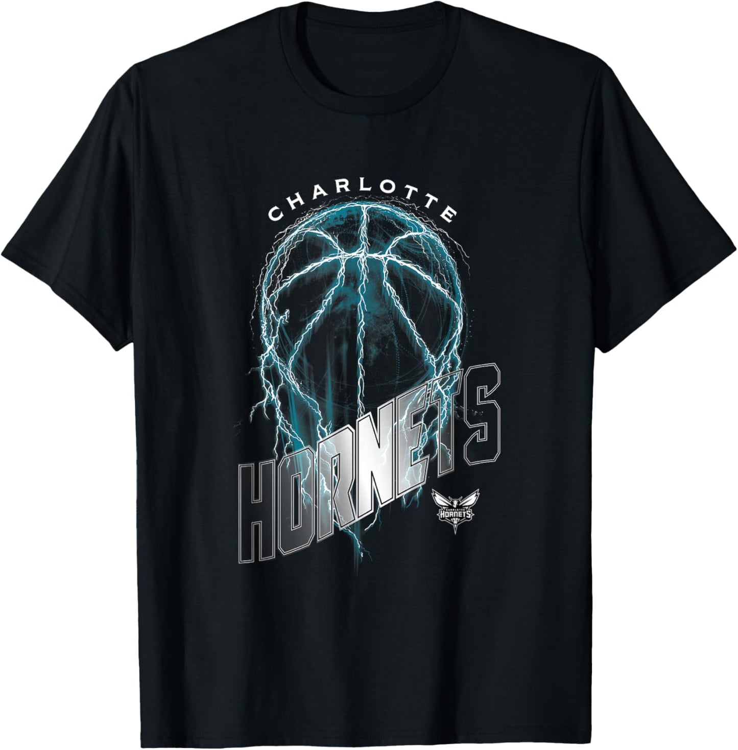 NBA Charlotte Hornets Lightning Bolt Basketball Logo T-Shirt - T-Shirt | Black