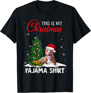 This Is My Christmas Pajama Shirt Pitbull Christmas Dog T-Shirt - T-Shirt | Black