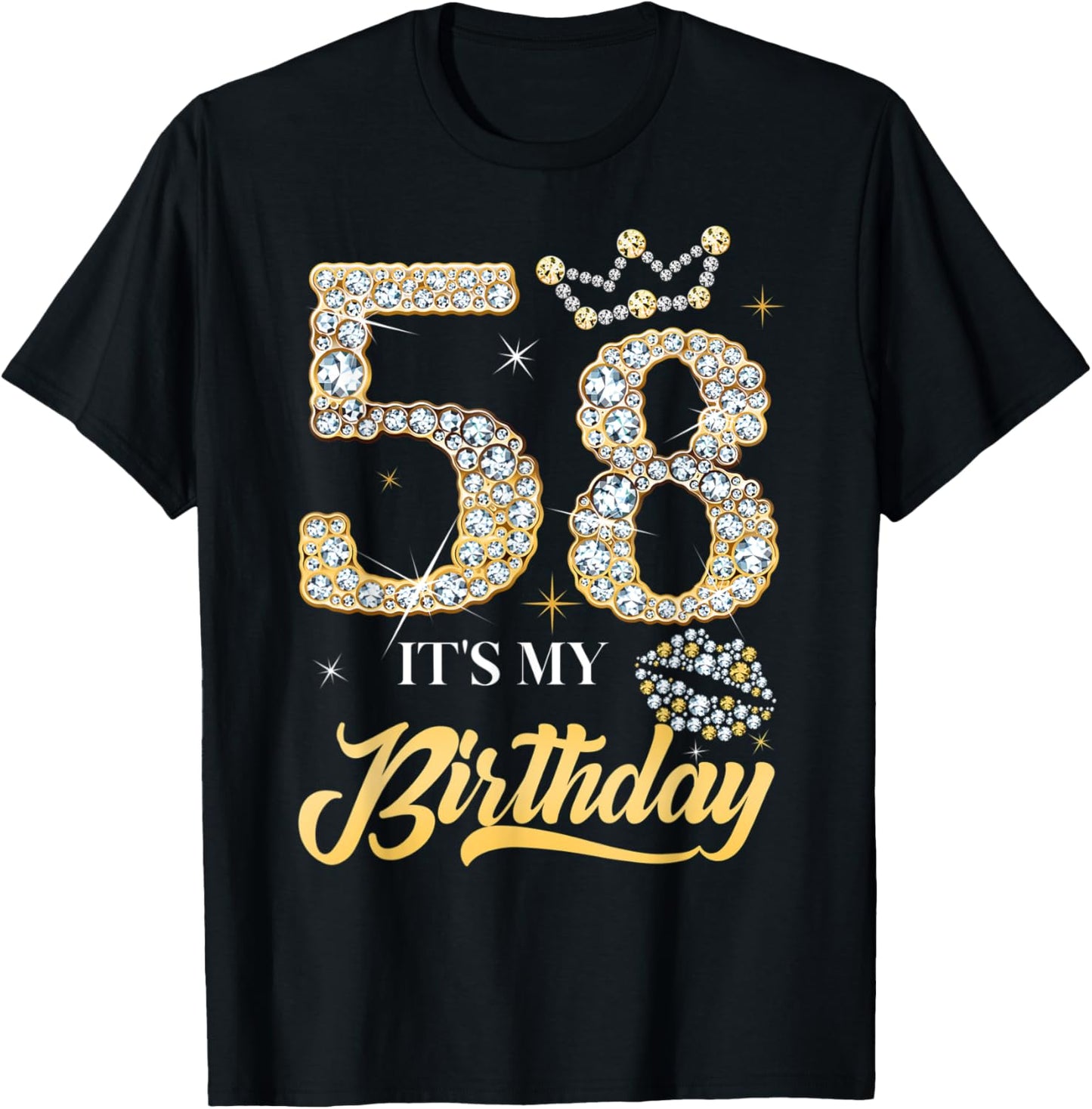 It's My 58th Birthday Diamond Shoes 58 Years Old Women T-Shirt - T-Shirt | Black