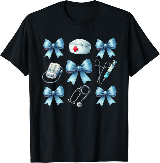 Nurse With Bow T-Shirt - T-Shirt | Black