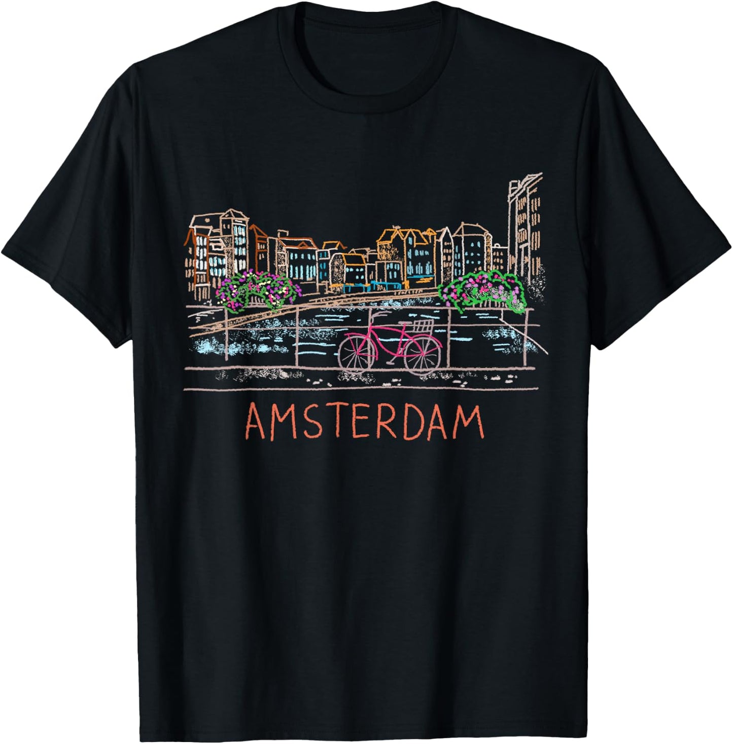 Amsterdam Bike Unique Hand Drawn Art Small T-Shirt - T-Shirt | Black