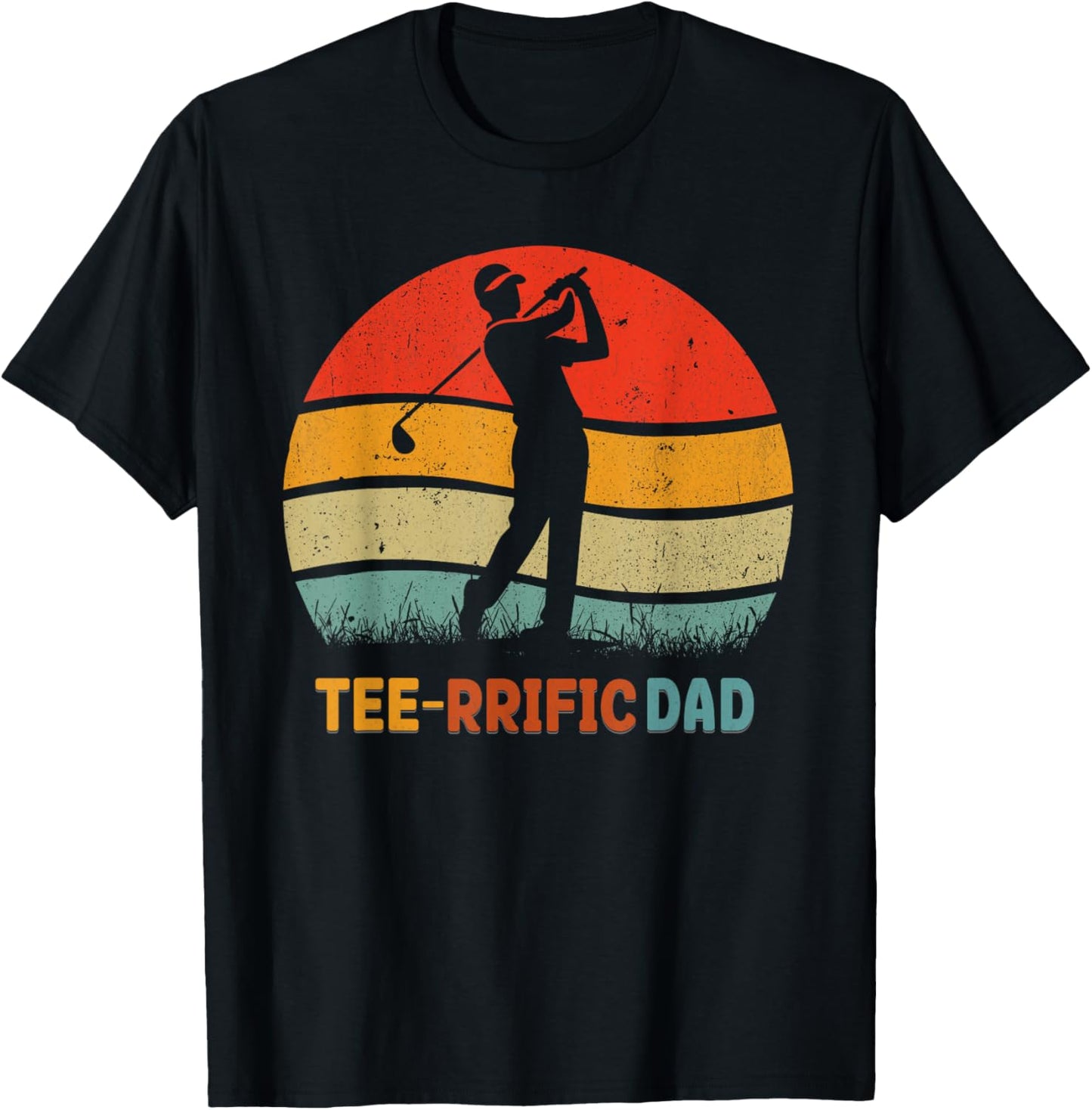 Golf Dad Father's Day Golfing Retro 70s Golfer -rrific T-Shirt - T-Shirt | Black