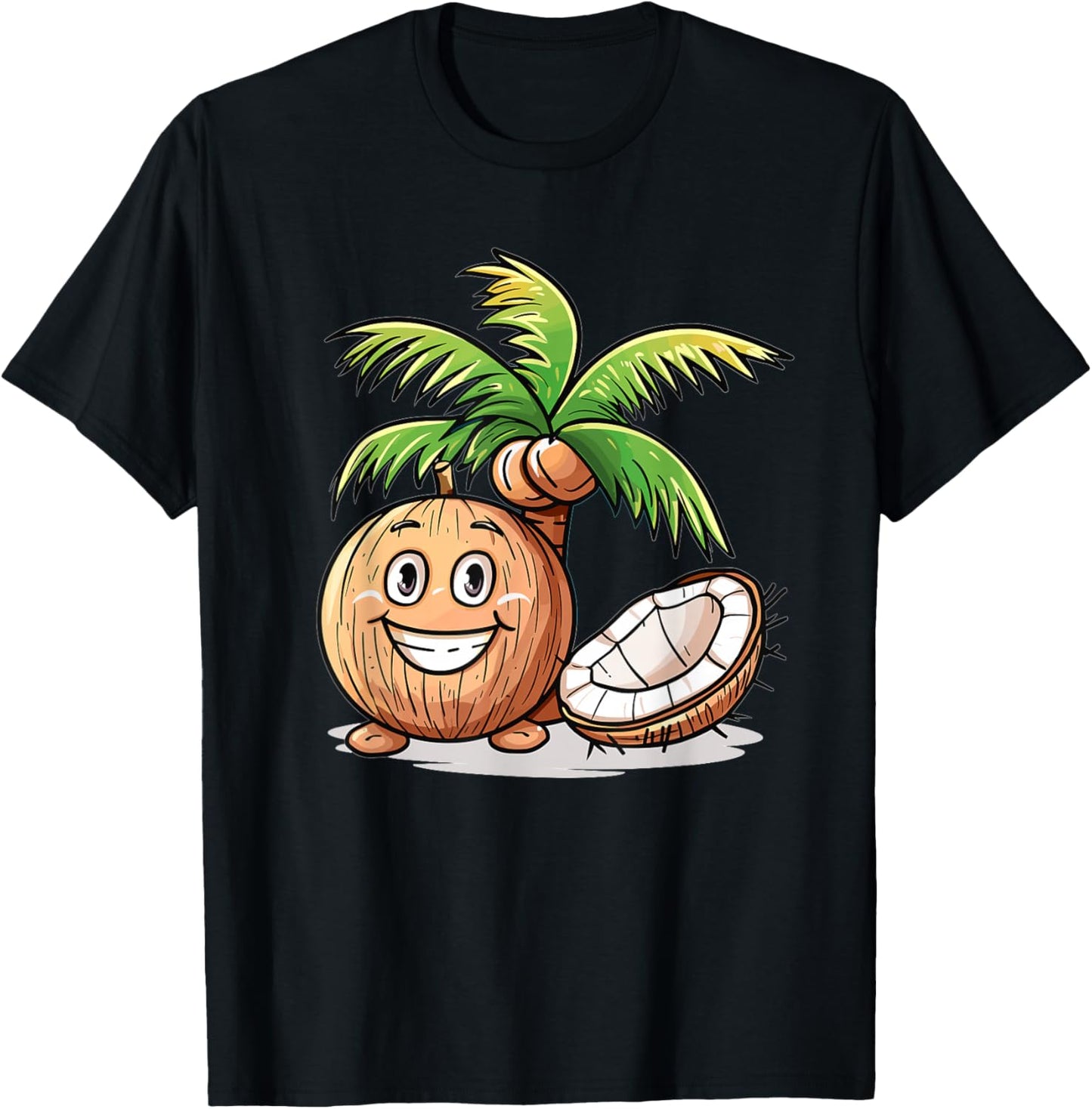 Cartoon Coconut I Kids Coconut T-Shirt - T-Shirt | Black
