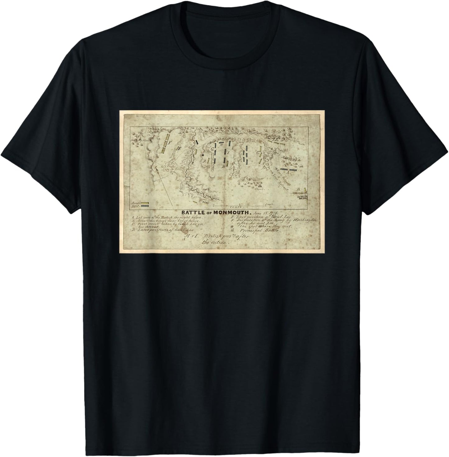 Battle of Monmouth Map (1778) T-Shirt - T-Shirt | Black