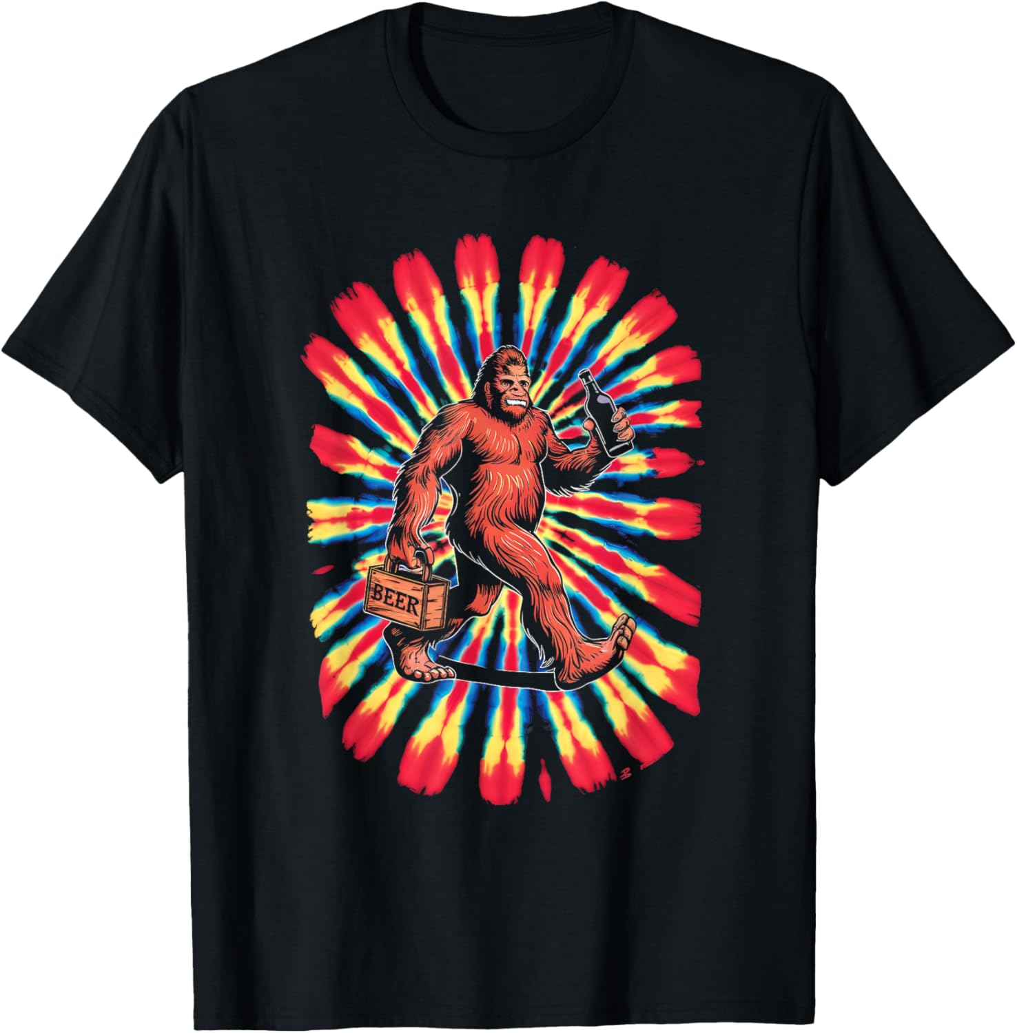 Bigfoot Tie Dye Beer 4th Of July Sasquatch Women Men T-Shirt - T-Shirt | Black