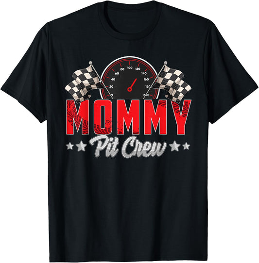 Race Car Birthday Party Racing Family Mommy Pit Crew Small T-Shirt - T-Shirt | Black