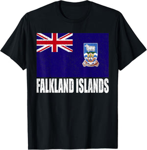 Falklandinseln Flagge Grunge Vintage Souvenir Falkland T-Shirt - T-Shirt | Black