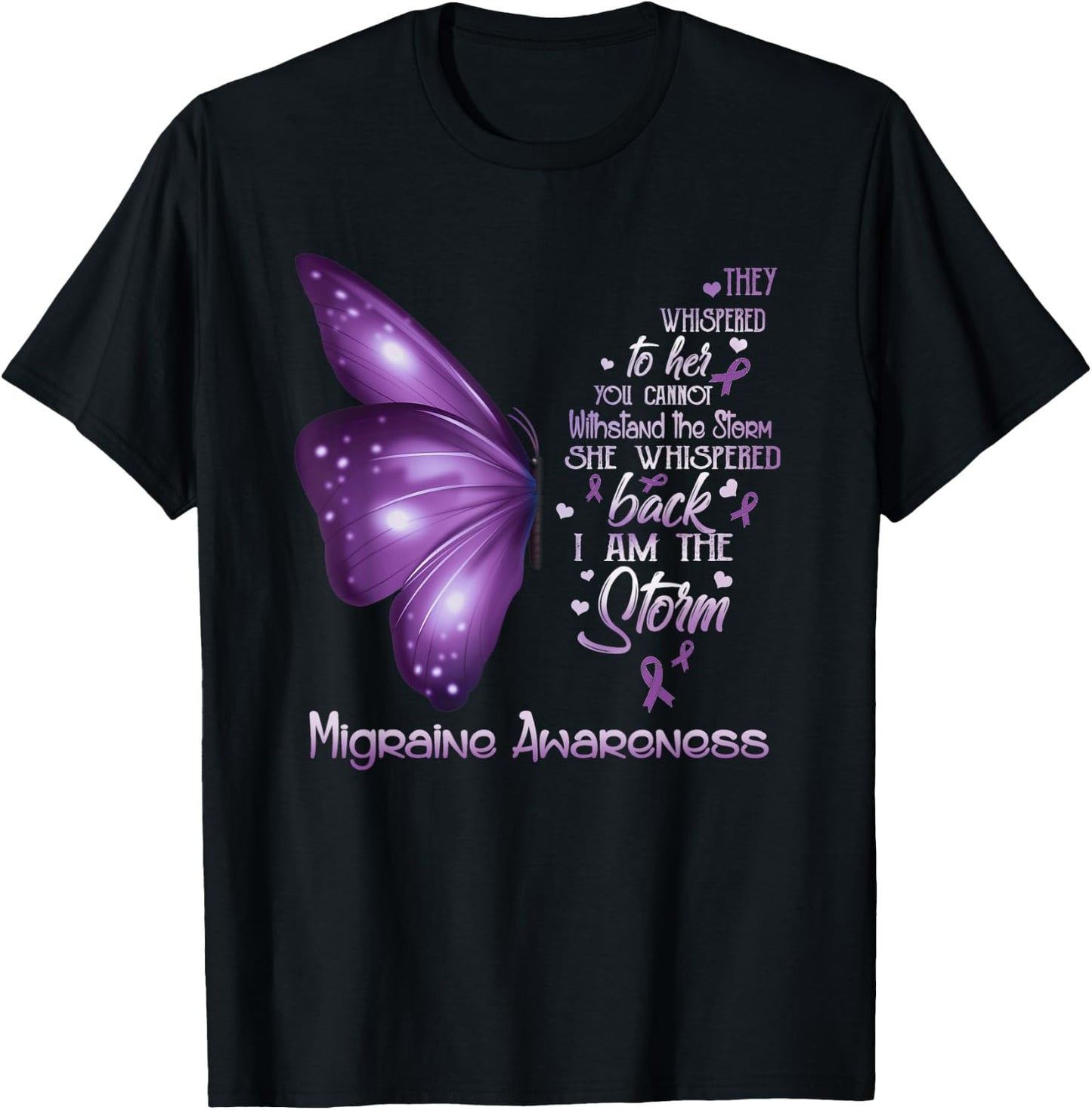 I am the storm Migraine Awareness Butterfly T-Shirt - T-Shirt | Black