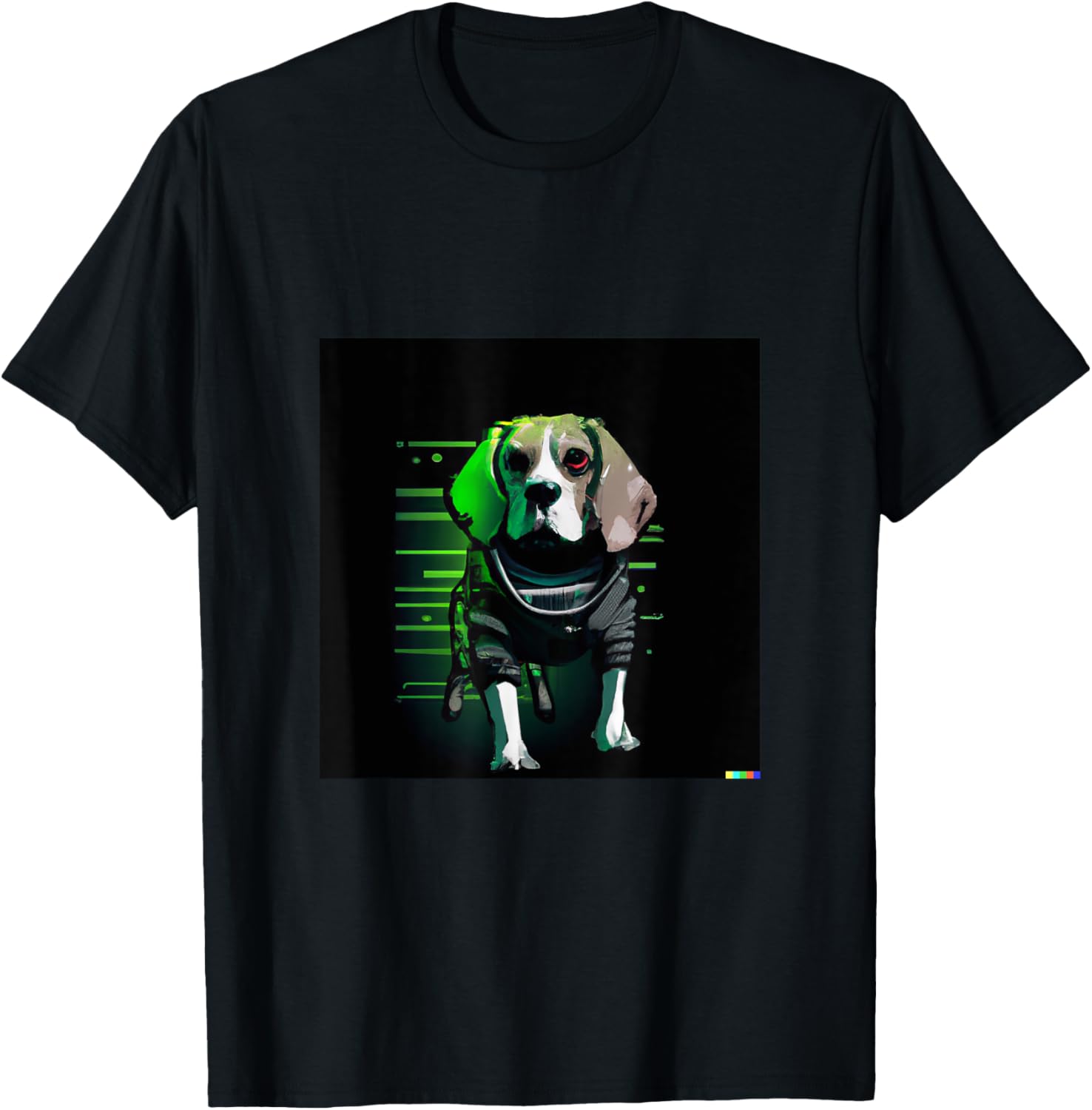 Cyberpunk Beagle | Funny Robot Dog Men Women cute distopic T-Shirt - T-Shirt | Black