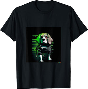 Cyberpunk Beagle | Funny Robot Dog Men Women cute distopic T-Shirt - T-Shirt | Black
