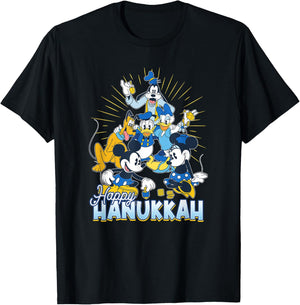 Disney Mickey and Friends Happy Hanukkah Dreidel T-Shirt - T-Shirt | Black