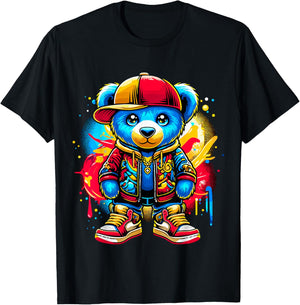 Hip Hop Teddy Bear Cool T-Shirt - T-Shirt | Black