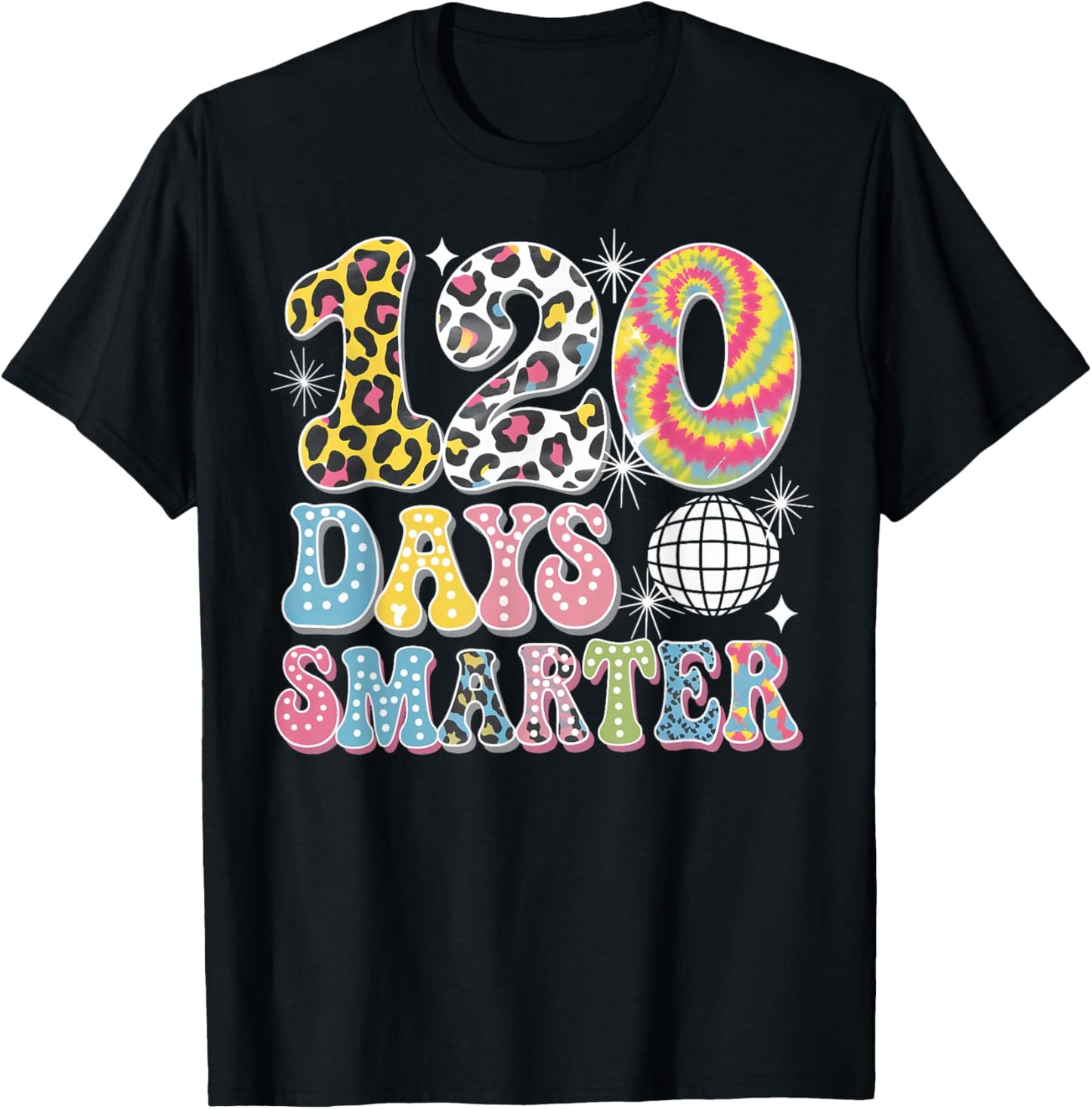 Groovy 120 Days Smarter Happy 120th Day Of School Teacher T-Shirt - T-Shirt | Black