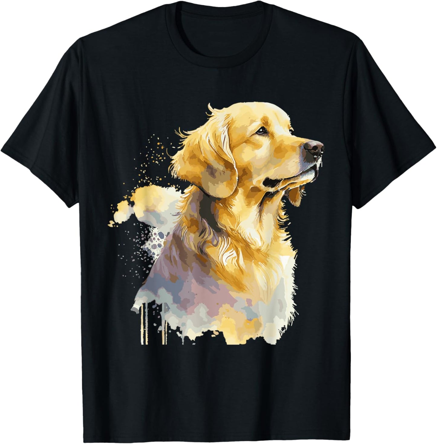 Watercolor Golden Retriever T-Shirt - T-Shirt | Black
