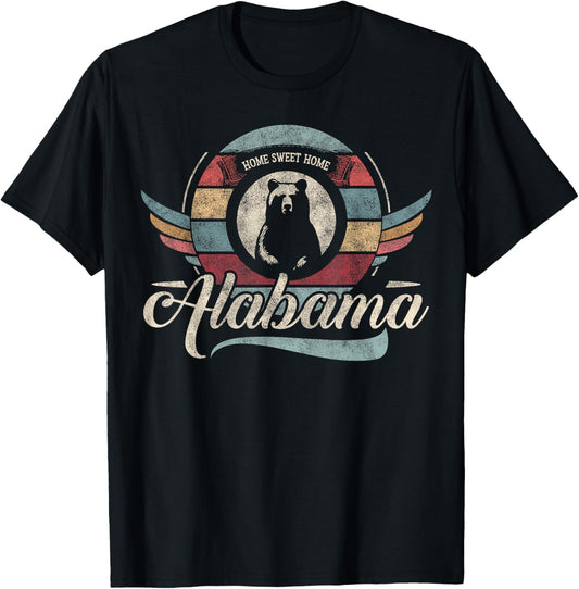 Vintage Alabama retro cool state sweet home black cute bear T-Shirt - T-Shirt | Black