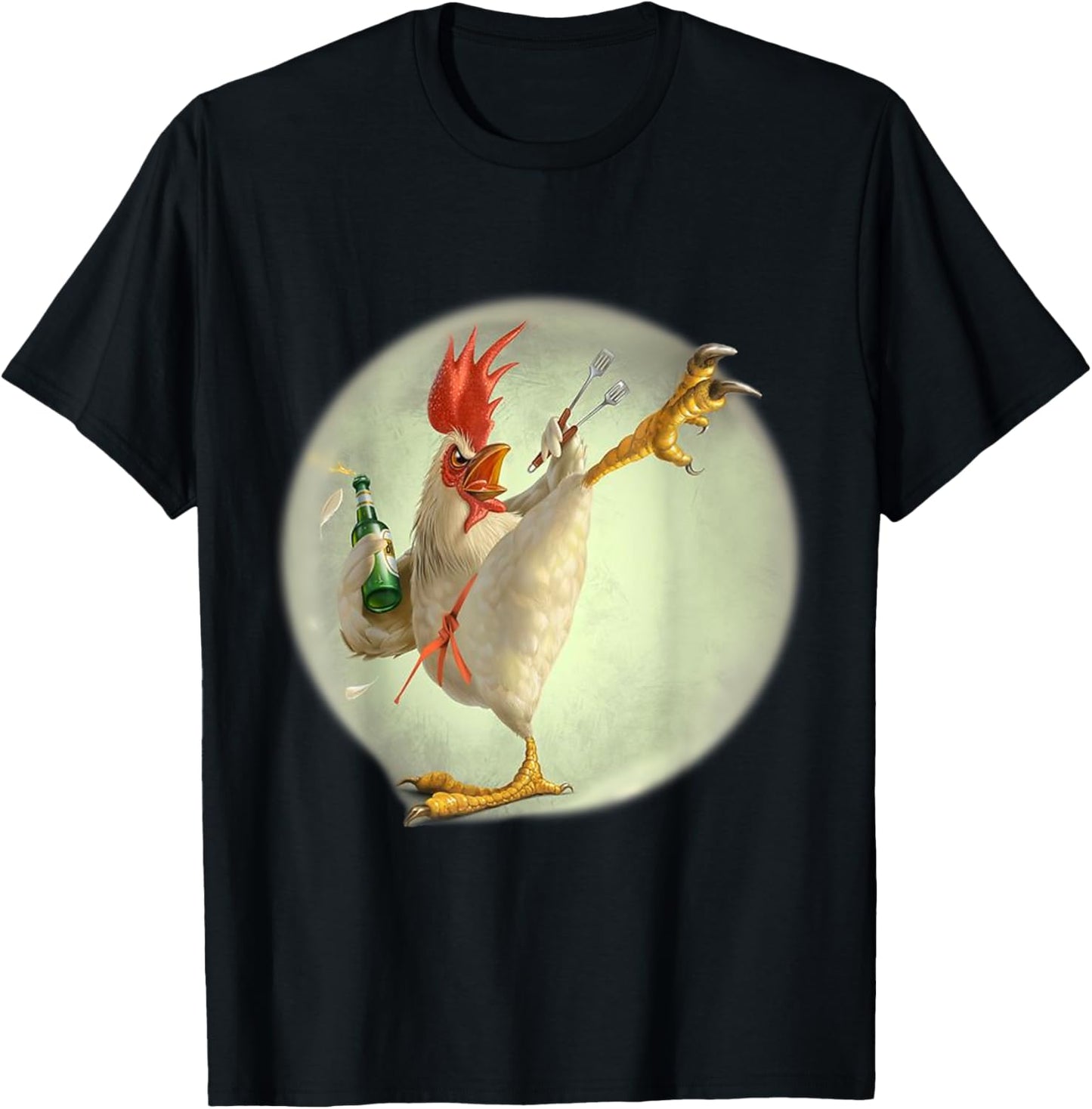 Eagerlys Funny Chicken Kungfu Art Drinking Drunk - Rooster T-Shirt - T-Shirt | Black