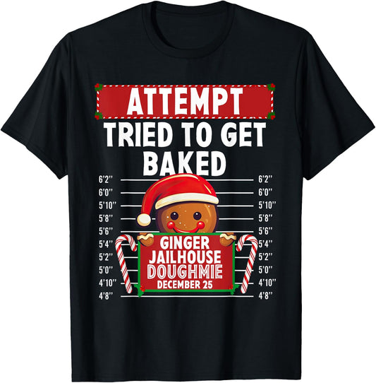 Attempt Ginger Jailhouse Christmas Xmas Gingerbread Holiday T-Shirt - T-Shirt | Black