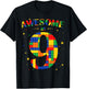 Building Blocks Bricks Awesome at 9 Years Old Birthday Boy T-Shirt - T-Shirt | Black
