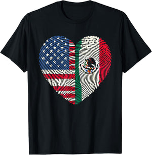 Half Mexican Half American USA Flag Mexico America T-Shirt - T-Shirt | Black
