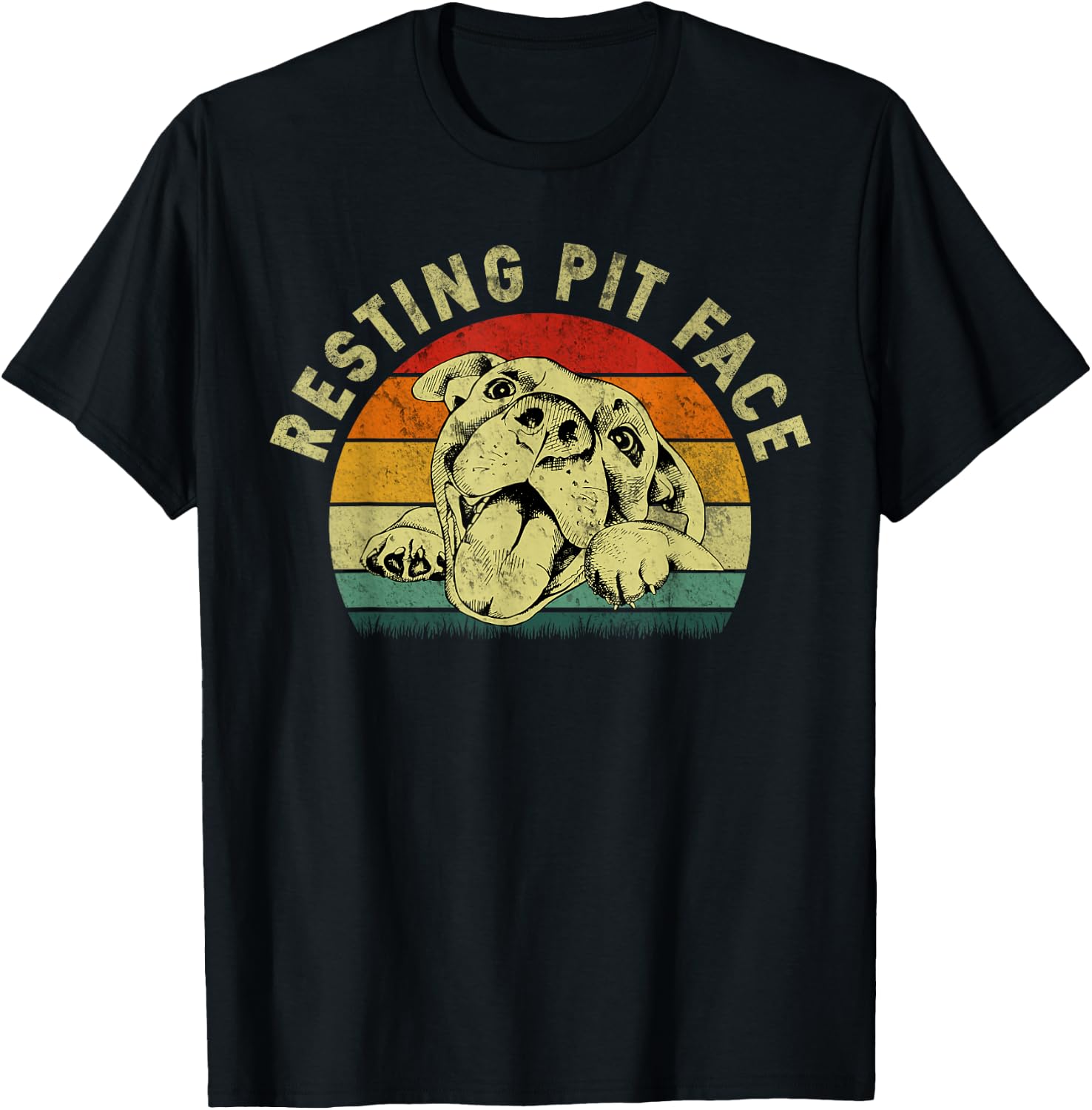 Retro Vintage Resting Pit Face Pitbull Funny Dog Lovers Gift Women T-Shirt - T-Shirt | Black