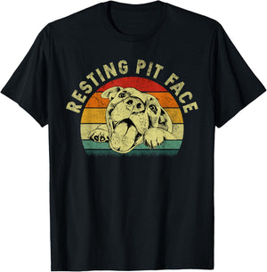 Retro Vintage Resting Pit Face Pitbull Funny Dog Lovers Gift Women T-Shirt - T-Shirt | Black